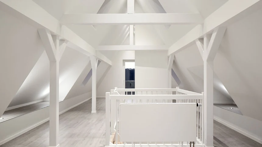 Dachausbau eines Einfamilienhauses – ausgebauter Dachstuhl, Martin Bünger Architekt